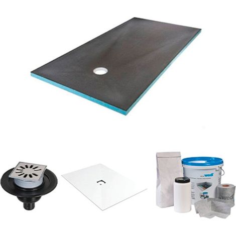 Receveur de douche à carreler - Wedi - 120 x 90 - kit complet à carreler avec bonde verticale + kit d'étanchéité + revêtement Fundo Top Blanc (1/4)