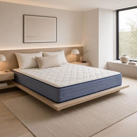 Matelas - JUANIO - Serena - Queen Size 160x200x20 cm - Mousse à mémoire de forme haute densité - Réversible respirant