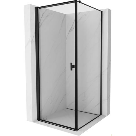 Cabine de douche Mexen Mist-B, porte battante gauche, 100 x 100 cm, cadre noir, noir - 8A2T-100-100-70-70-L (1/5)