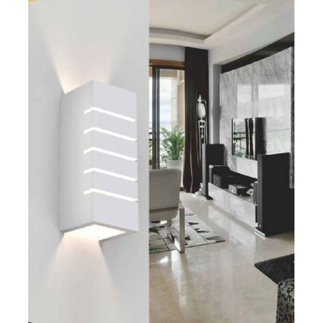 TrAdE Shop Traesio - Applique Parete Up E Down In Gesso Verniciabile Rettangolo Intagliato G9 Gs-e52 - (1/2)
