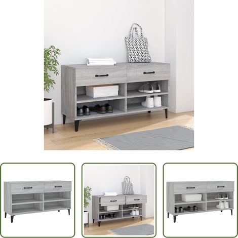vidaXL Schuhschrank Grau - Schuhschrank Grau Sonoma 102x35x55 cm Holzwerkstoff (1/5)