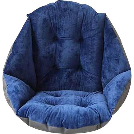 Coussin de chaise de salle à manger en peluche, épais et chaud, Support de taille, tapis de dossier pour bureau, salle de classe, bleu foncé (1/5)
