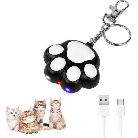 7-in-1 interaktiver LED-Taschenlampen-Schlüsselanhänger in Form einer schwarzen Katze mit Zeigefinger, verstellbar und mit 5 Beleuchtungsmodi (1/5)