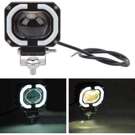 10-60V LED-Scheinwerfer mit zweifarbiger Linse, kleiner quadratischer Scheinwerfer mit weißem Halo, ideal für LKWs, SUVs, Quads, SSVs, Boote und Motorräder. (1/5)