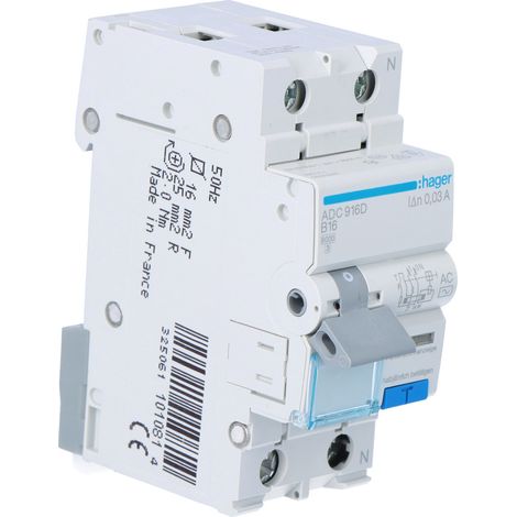 Interruptor diferencial con protección contra sobrecorriente B/6KA, 16 A, 30 mA, 2 polos, tipo CA (1/5)