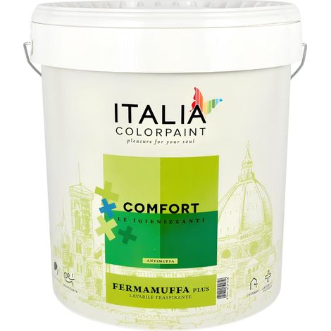 Idropittura lavabile traspirante bianca interni umidità comfort fermamuffa plus formato 2.5 lt - confezione 1