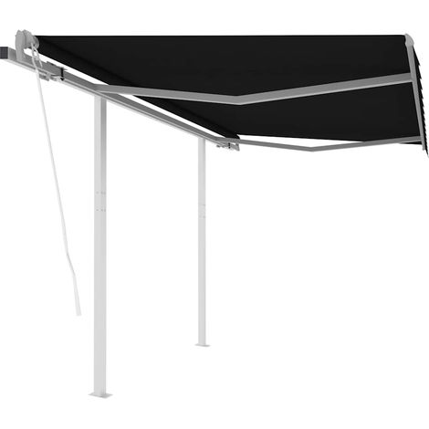 Markise Automatisch Einziehbar mit Pfosten 3,5x2,5 m Anthrazit (1/5)
