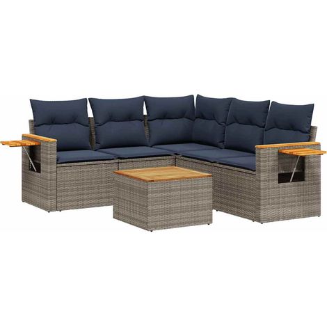 Maison Exclusive - 6-tlg. Garten-Sofagarnitur mit Kissen Grau Pol