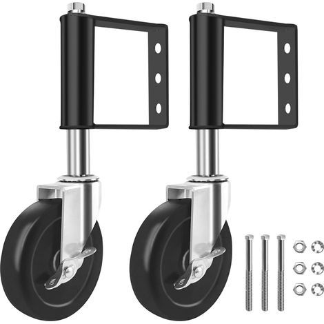 2PCS Roulettes à Ressort,4 in Roulettes Pivotantes Robustes Industrielles Avec Frein,Roulettes pour Meubles Roulettes de Portail en Caoutchouc,Absorption des Chocs Montage à 3 Trous,capacité de 113 kg (1/5)