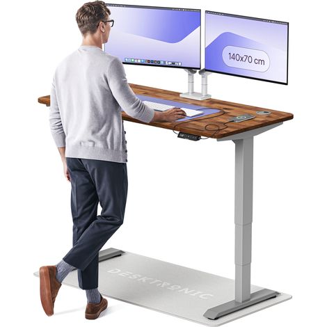 Desktronic Bureau assis debout HomePro - 140x70cm - Noyer/Gris