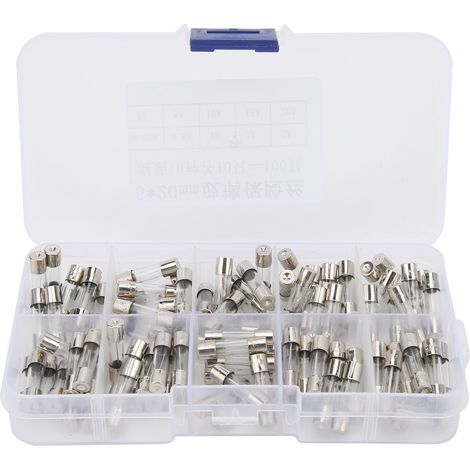 5x20mm 100 Pcs Glass Fuse FastBlow Glass Fuses Assorted Kit for Protect Circuit