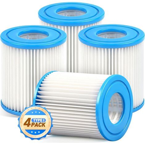 Lot de 4 cartouches filtrantes taille I pour piscine Bestway Type I compatibles avec 58093, 58511, 58381 pour pompes gonflables de piscine 8,0 x 9,0 cm (1/5)