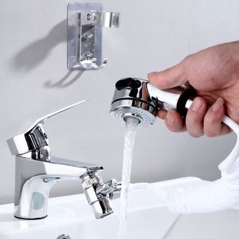 Cabezal de ducha universal y fácil de limpiar para lavabo, rociador de sifón para lavabo facial: fácil instalación con bioadhesivo (1/4)