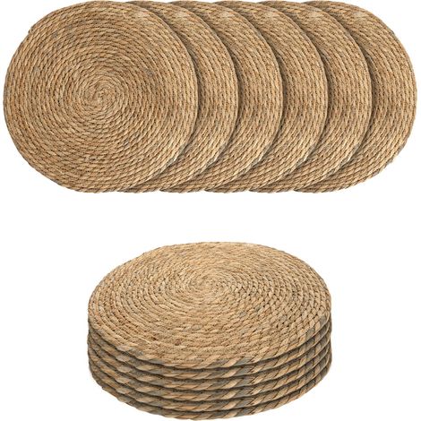 Platzdecken aus Seegras und Wasserhyazinthe 38 cm - 12er Set - Runde Tischsets aus Naturmaterialien