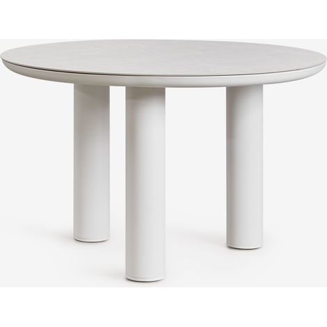 Mesa de jardín redonda Ø120 cm en cerámica y aluminio Arken SKLUM             