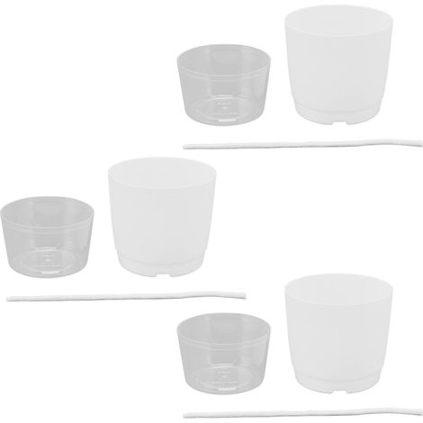 Set aus 3 doppelwandigen, selbstbewässernden Blumentöpfen für Grünpflanzen, ideal für Garten, Balkon und Zimmerpflanzen.