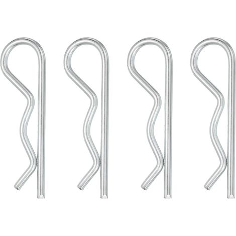 4 Pcs Goupille D'Attelage, 6mm x 120mm R Clips Acier Carbone Goupille De Retenue Épingle À Cheveux Kit Assortiment Goupilles Pour Remorques Tracteurs Goupille D'Attelage, Argent (1/5)