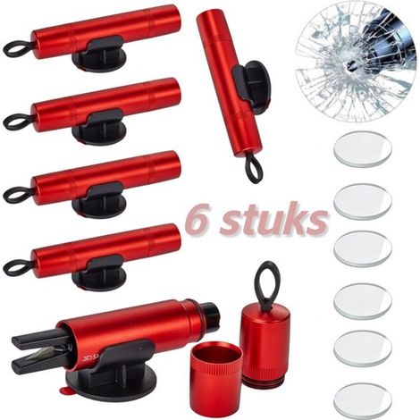 Set di 2 rompivetro, martello di sicurezza per auto 2 in 1, rompivetro e taglia cinture di sicurezza con disco di prova e supporto autoadesivo, taglia cinture di sicurezza (1/5)