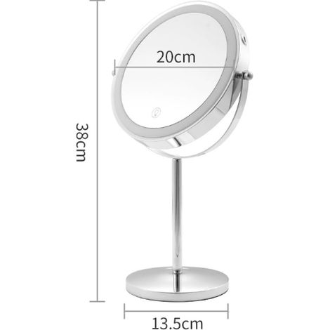 Miroir Tactile éclairage Led grossissant double face x1 x 10 sur pied