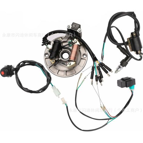 Kit motocross 6 pièces pour motos 50-110cc, comprenant faisceau de câblage, système d'allumage CDI, bobine et interrupteur d'allumage. (1/4)