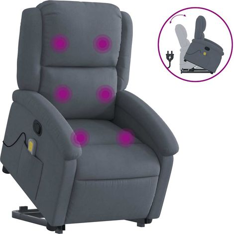 Maison Exclusive - Massagesessel mit Aufstehhilfe Dunkelgrau Samt