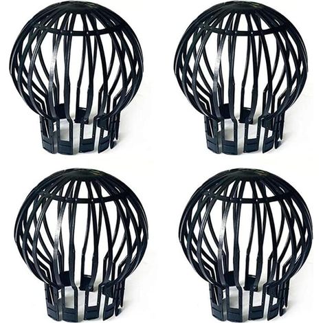 4 Set de protection de tuyau de descente noir, obturateur de gouttière de toit, crépine de gouttière à feuilles, protection de tuyau de pluie, diamètre 4,9 po, polypropylène (1/5)