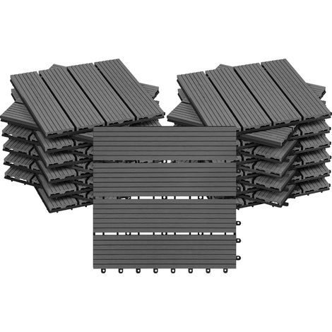 WOLTU 22x WPC Decking Tiles Garden Patio Balcony Interlocking Composite Decking Floor Grey (1/5)