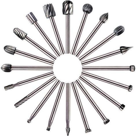 20Pcs Embouts de Fraisage HSS Fraise Bois Outil de Routage du Bois avec 3mm Tige pour Dremel