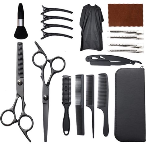 Ciseaux Coiffure - Ciseaux Éclaircissage - Set 12 Pièces Accessoires Coiffure - Étui Cuir