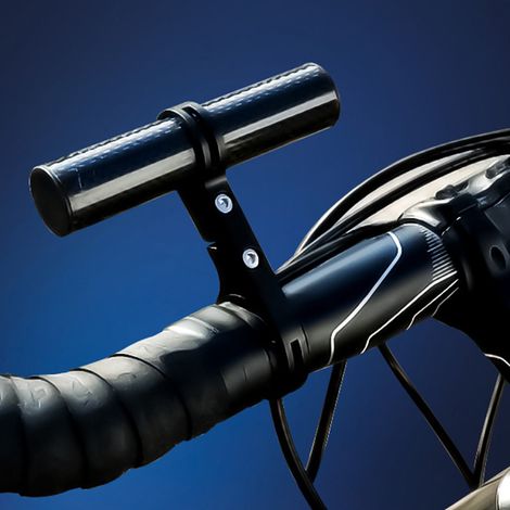 Guidon Prolongateur Léger Carbone Aluminium pour Support Téléphone Lampe Noire Fixation Unique (1/5)