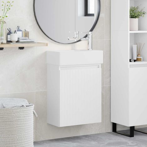 vidaXL Mobile bagno con rubinetto Bianco 45,5 x 22,5 x 84 cm
