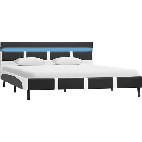 Maison Exclusive - Cadre de lit avec LED Gris Similicuir 120 x 200 cm (1/5)