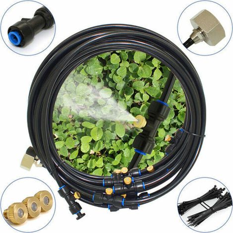 Kit d'irrigation Système de brumisation,12M Brumisateur Exterieur système d'irrigation,Brumisateur de Terrasse Brumisation Refroidissement Système Idéal pour