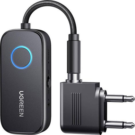 Receptor/transmisor Bluetooth 5.3 Ugreen CM671, conector mini jack de 3,5 mm, batería de 300 mAh + adaptador para avión (1/2)