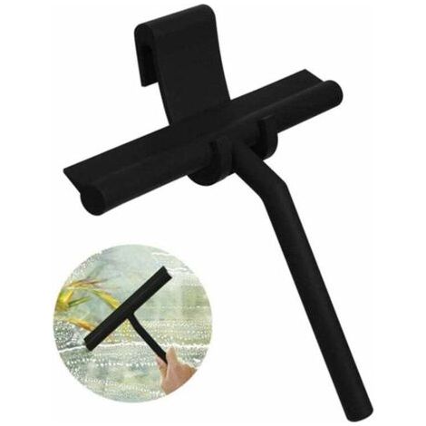 Duschabzieher aus Silikon mit Edelstahlkern zum Reinigen von Dusche, Badezimmer, Spiegel, Glas und Fliesen (schwarz)