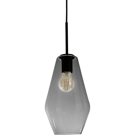 Sulion - Suspension décorative en verre fumé et métal finition noir