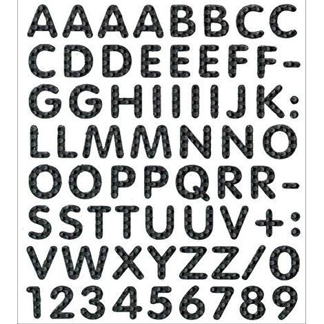 Kit Tabella Lettere Numeri Adesivi, Carbon