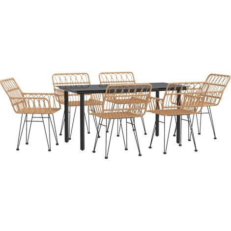 7 Piece Garden Dining Set Poly Rattan vidaXL (1/4)