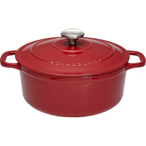 Chasseur - Cocotte ronde 20 cm chasseur rouge uni interieur sable