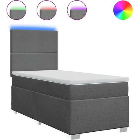 Maison Exclusive - Sommier à lattes de lit avec matelas Gris foncé 90x200 cm Tissu (1/5)
