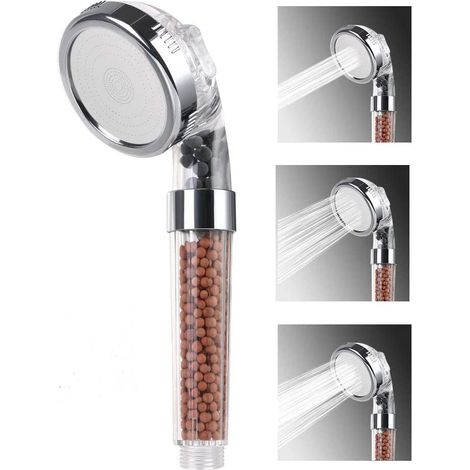 Pommeau De Douche Filtre - 3 Modes Jet Massage Mélange - Filtre Anticalcaire Avec Pierres Bioactives - Pression Renforcée Économie Eau - 1 Pièce (1/5)