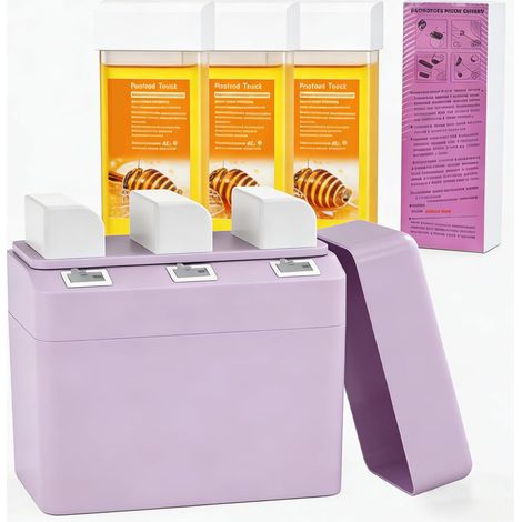 Appareil à cire Roll-on 3-en-1, Kit d'épilation à la cire Roll-on avec 3 cartouches de cire au miel, Kit de cire chaude pour jambes, bras, aisselles, prêt à l'emploi rapidement (1/5)