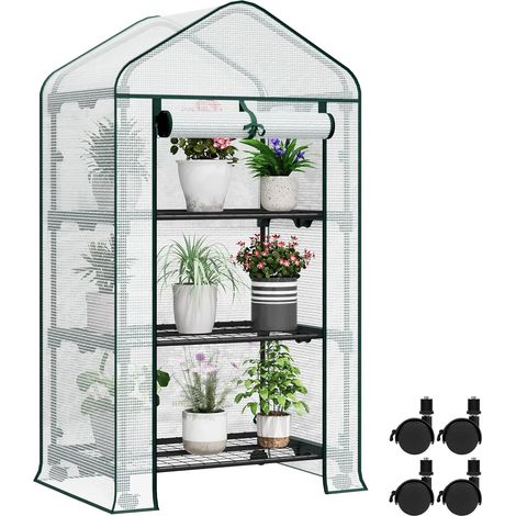 WOLTU Invernadero de Jardín con Ruedas de PE 140g/㎡, 70x50x130cm, Blanco (1/5)