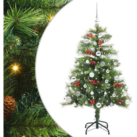 Sapin de Noël artificiel vert, 150 cm, en PVC et métal. (1/5)