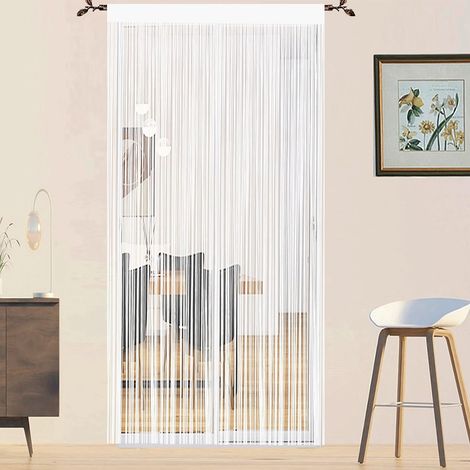 1 Rideau Fil, Anti Mouches, Blanc, 90x200cm, Séparation, Extérieur (1/5)