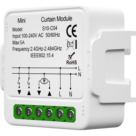 SJLERST Module de rideau intelligent, adapté aux volets roulants et aux stores dans les appareils domestiques intelligents Applications de contrôle Fonction minuterie et partage de groupe