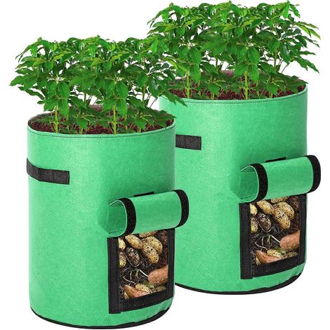 Sacs de culture pour pommes de terre, 2 sacs de culture de 43 L / Sacs de plantation pour pommes de terre de jardin, double couche en tissu non tissé respirant avec fenêtre pour la terre (1/5)
