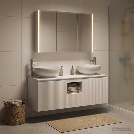 vidaXL Bathroom Cabinet Set 4 pcs White Engineered Wood (1/5)