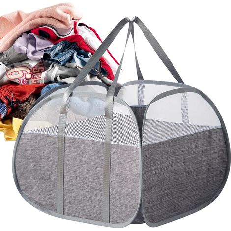 Cesto de ropa plegable – Cesto para clasificar la ropa sucia Bolsa de almacenamiento de tela transpirable con asa para el baño