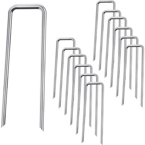 50 picchetti a U per fissare erba artificiale, reti, tessuti, tende, tubi dell'acqua, ecc. (3 mm, 4 x 10 cm)